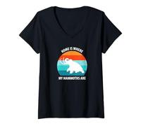Donna Divertente Mammut Stone Age Ice Age Design Preistorico Maglietta con Collo a V