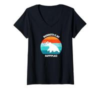 Donna Divertente Mammut Stone Age Ice Age Design Preistorico Maglietta con Collo a V