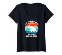 Donna Divertente Mammut Stone Age Ice Age Design Preistorico Maglietta con Collo a V