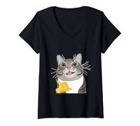 Donna Divertente Meme Cat Whats Up Meme Internet Maglietta con Collo a V