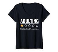 Donna Divertente Meme per Adulti valutazione a Una Stella Umorismo Sarcastico Maglietta con Collo a V
