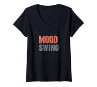 Donna Divertente Mood Swing Costume Maglietta con Collo a V