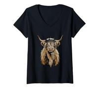 Donna Divertente Mucca Pasticcio con Tazza Leopardata sarcastica Maglietta con Collo a V