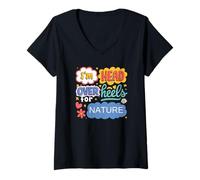 Donna Divertente Natura estetica retrò Pop Art per Gli Appassionati della Natura Maglietta con Collo a V