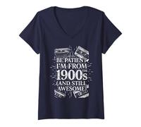 Donna Divertente Nighties Retro Humor, Be Patient I'm from The 1900s Maglietta con Collo a V