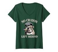 Donna Divertente No Crayon Left Behind Cane Soldato Ufficiale Militare Bavaglio Maglietta con Collo a V
