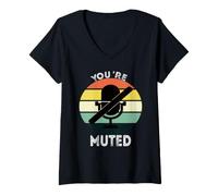 Donna Divertente novità You're Muted Maglietta con Collo a V