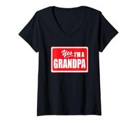 Donna Divertente Nuovo Prima Volta Nonno Granfather Nonno Bambino Maglietta con Collo a V