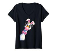 Donna Divertente Oca di Pasqua Carino Coquette Bunny Easter Goose Costume Maglietta con Collo a V