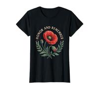 Donna Divertente Onore Memorial Day Poppy Flower Vintage Floreale Maglietta
