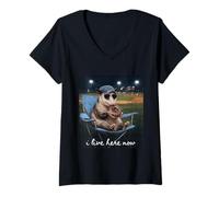 Donna Divertente Opossum Baseball Mamma io Vivo Qui Ora Maglietta con Collo a V