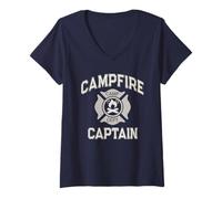 Donna Divertente ospite del campo estivo del vigile del fuoco del capitano del fuoco Maglietta con Collo a V