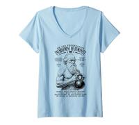 Donna Divertente Palestra Charles Darwin Allargamento Dell'Umanità Kettlebell Maglietta con Collo a V