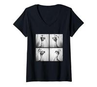 Donna Divertente pavone con occhiali da sole Cool Birds Fashion Animal Meme Maglietta con Collo a V