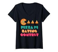 Donna Divertente Pi Day Matematica Scienze Pizza Pi Mangiare Scherzi Mix Maglietta con Collo a V