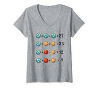 Donna Divertente Pianeta Matematica Puzzle Spazio Maglietta con Collo a V
