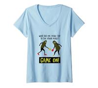 Donna Divertente Pickleball Pickle Humor Game On! Maglietta con Collo a V