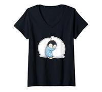 Donna Divertente Pigiama a Forma di Pinguino Che Dorme Dice Accogliente Maglietta con Collo a V