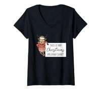 Donna Divertente Pigiama Natalizio con Renna This Is My Christmas Maglietta con Collo a V
