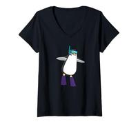 Donna Divertente Pinguino Snorkeling Cartone Animato Design Carino Animale Ara Maglietta con Collo a V