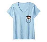 Donna Divertente pirata Pocket Pal Carino Pirata Swashbuckling Sea Humor Maglietta con Collo a V