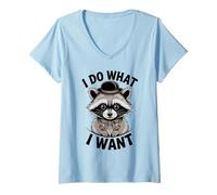 Donna Divertente Procione Meme Umorismo I Do What I Want Retro Opossum Divertente Maglietta con Collo a V