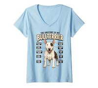 Donna Divertente Proprietario del Cane con Anatomia del Bull Maglietta con Collo a V