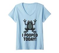 Donna Divertente Rana I Pooped Oggi Sarcastico Toad Grafica Maglietta con Collo a V