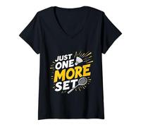 Donna Divertente Regalo con Citazione di Badminton Just One More Set Maglietta con Collo a V