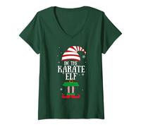 Donna Divertente Regalo di Natale con Scritta I'm The Karate Elf Maglietta con Collo a V