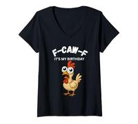 Donna Divertente Regalo per Amanti dei polli F-CAW-F It's My Birthday Fun Gift Maglietta con Collo a V