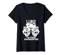 Donna Divertente Regalo per oculista, con Scritta I am Your phoropter Maglietta con Collo a V