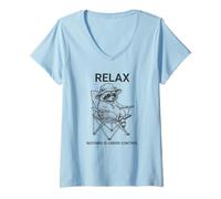 Donna Divertente Relax Niente è sotto Controllo Raccoon Maglietta con Collo a V