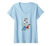 Donna Divertente Retro Comic West Coast Swing Boom! Frusta! Maglietta con Collo a V