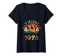 Donna Divertente Retrò Vintage 1978 43 Anni Compleanno Donna Maglietta con Collo a V