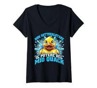 Donna Divertente Rubber Duck Regalo Papera di Gomma Maglietta con Collo a V