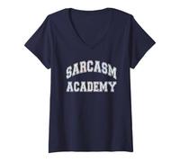 Donna Divertente Sarcasm Academy Sarcastico Commento Caricamento Mamma papà Scherzo Maglietta con Collo a V