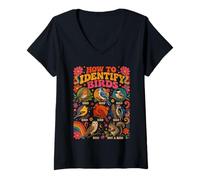 Donna Divertente Scherzo birdwatcher Birdwatching, Come identificare Gli Uccelli Maglietta con Collo a V