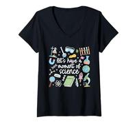 Donna Divertente Scienziato Carino Let's Have A Moment of Science Lovers Maglietta con Collo a V
