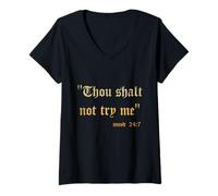 Donna Divertente Scrittura Sarcasmo Thou Shall Not Try Me Mood 24 7 Regalo Maglietta con Collo a V
