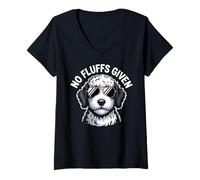 Donna Divertente Sheepadoodle Dog Owner No Fluffs Given Pun Maglietta con Collo a V