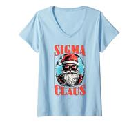 Donna Divertente Sigma Claus Natale Santa Rizz Gym Bodybuilder Maglietta con Collo a V