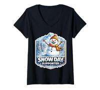 Donna Divertente Snow Day Supporter Shool Bambini Studenti Ragazzi Ragazze off Maglietta con Collo a V
