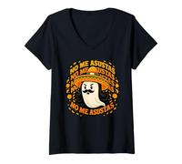 Donna Divertente Spagnolo Halloween Fantasma Messicano No Me Asustas Maglietta con Collo a V