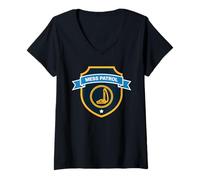 Donna Divertente squadra di pulizia MESS PATROL Vacuumologist Ninja Clean Maglietta con Collo a V
