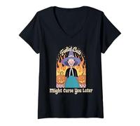 Donna Divertente Strega Halloween Zucca Feelin Carino Maledizione Donne Uomini Maglietta con Collo a V