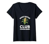 Donna Divertente Sudore di Mais Midwest Club Lowa Evapotraspirazione Calore Maglietta con Collo a V