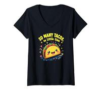 Donna Divertente Tacos Così Poco Tempo Eccentrico Taco Martedì Salsa Foodie Maglietta con Collo a V