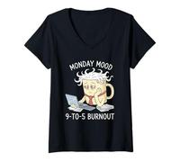 Donna Divertente Tazza da caffè per Ufficio, Umorismo lunedì, Arte Umoristica, per Uomini e Donne Maglietta con Collo a V