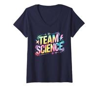 Donna Divertente Team Science Squad Trip Insegnante Ispirare Nerd Steam Lab Maglietta con Collo a V